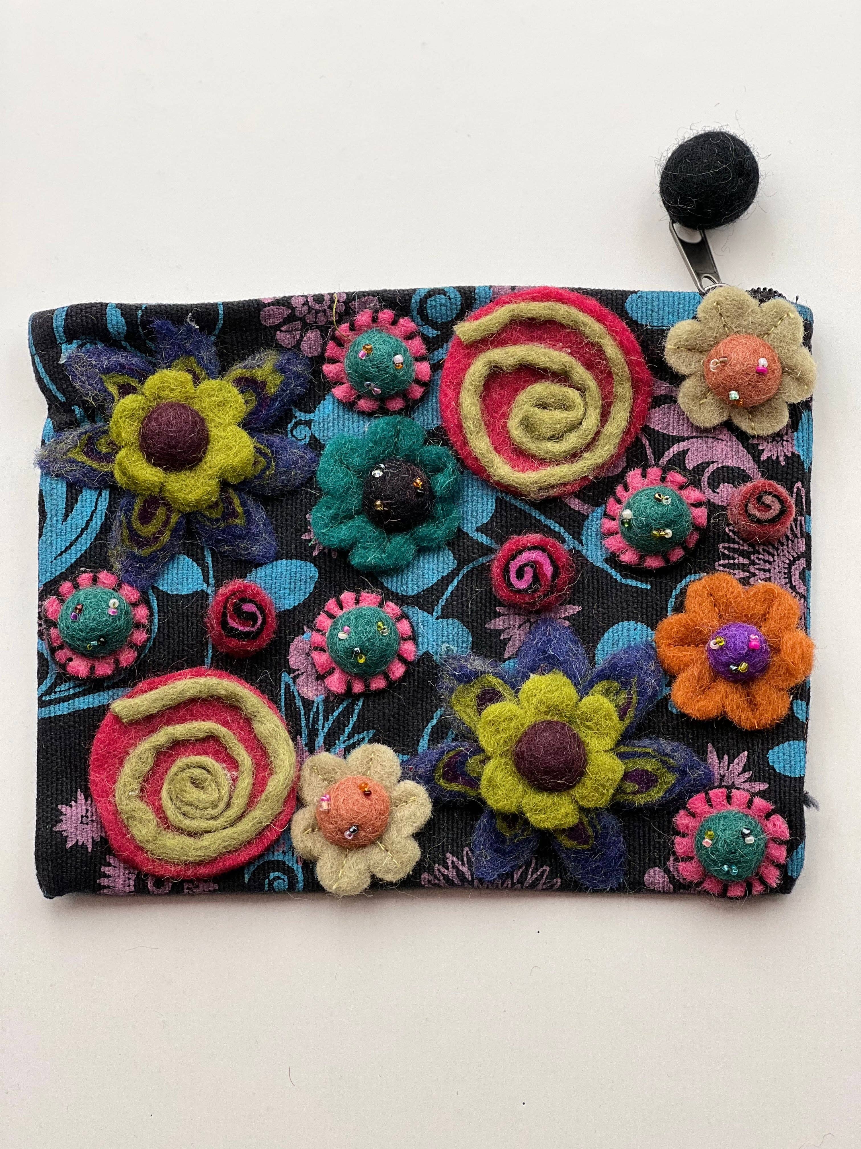 NURBU INC. - Venta al por mayor Monedero - Mujer - Bolso grande de algodón con fieltro (CPB04) Set de 75