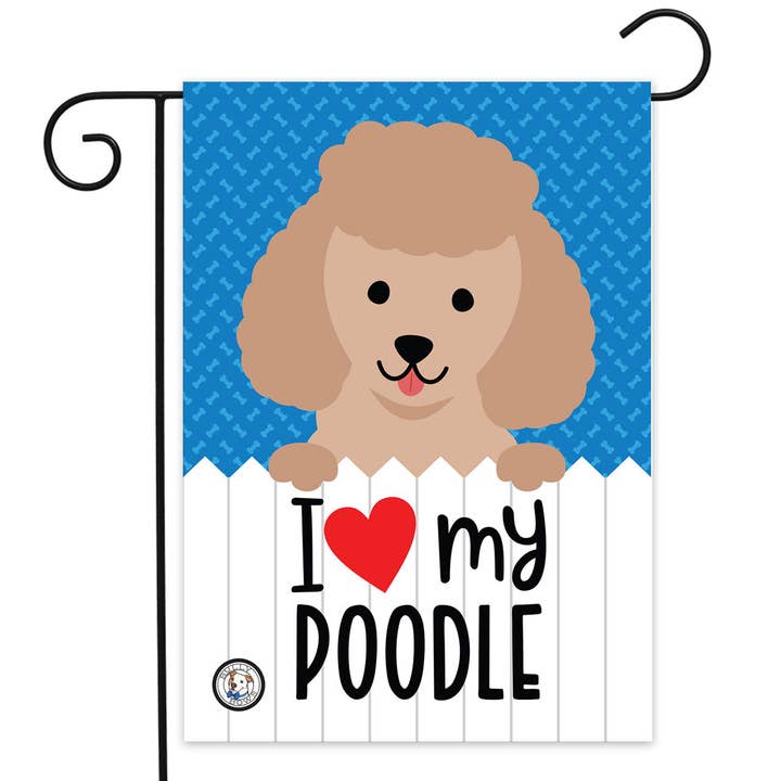 I Love My Poodle Garden Flag for wholesale by Bully Bows