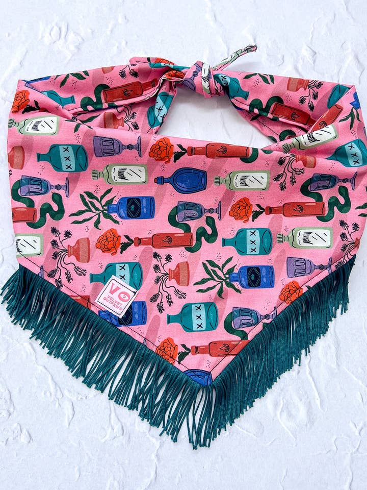 Potion Halloween Fringe Dog Bandana for wholesale by Velvet Outlaw