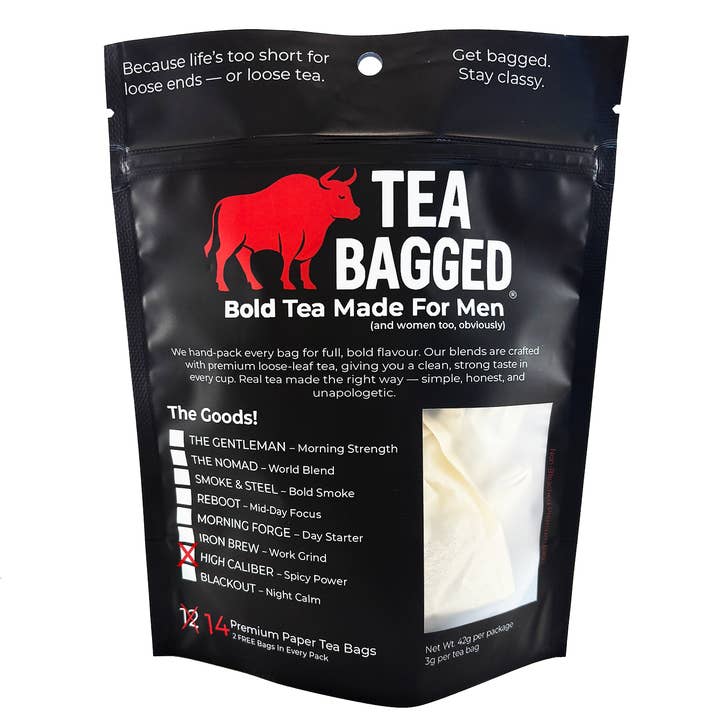 HIGH CALIBER – Bold Black Loose Leaf Tea - 14 Tea Bags for wholesale by Tea Bagged, Bold Tea Co.