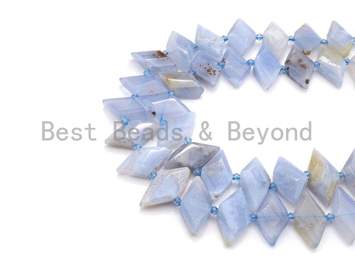 BestBeads&Beyond - Wholesale Beads - High Quality Natural Blue Chalcedony Horse Eye Shape Beads, Natural Chalcedony beads, 16x30mm, sku#U6694