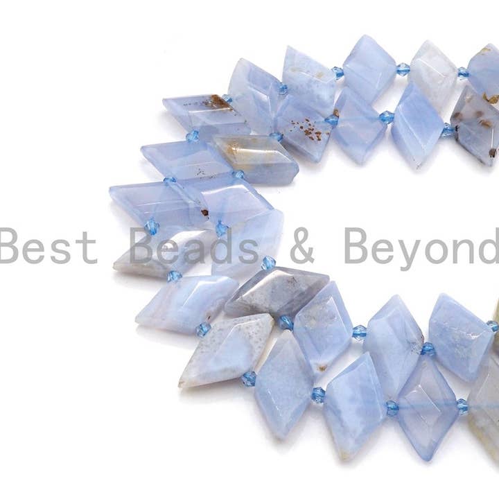 BestBeads&Beyond - Wholesale Kralen - Hoge kwaliteit natuurlijke blauwe chalcedoon paardenoogvorm kralen, natuurlijke chalcedoon kralen, 16x30mm, sku #U6694