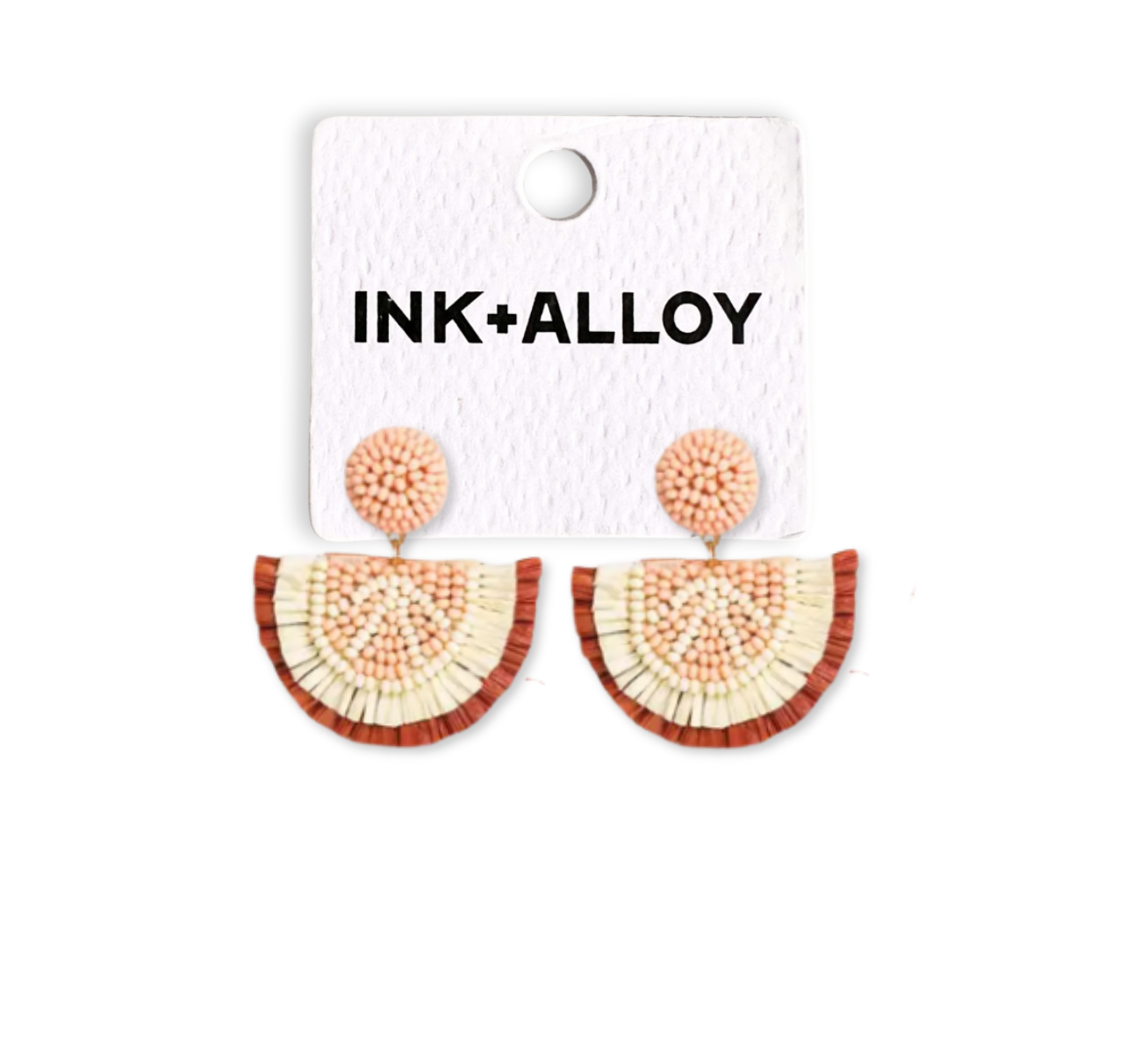 INK + ALLOY - Wholesale Hangende/ronde oorbellen - Josephine Grapefruit Raffia Oorbellen Blush Groothandel2