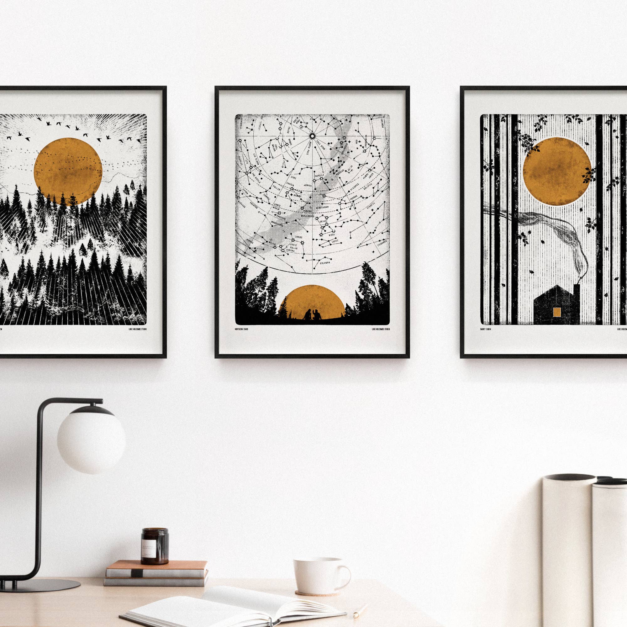 Luke Holcombe Studio – wholesale Art print – Smoky Cabin, Digital Print (A4, A3) Forest Magic New House8