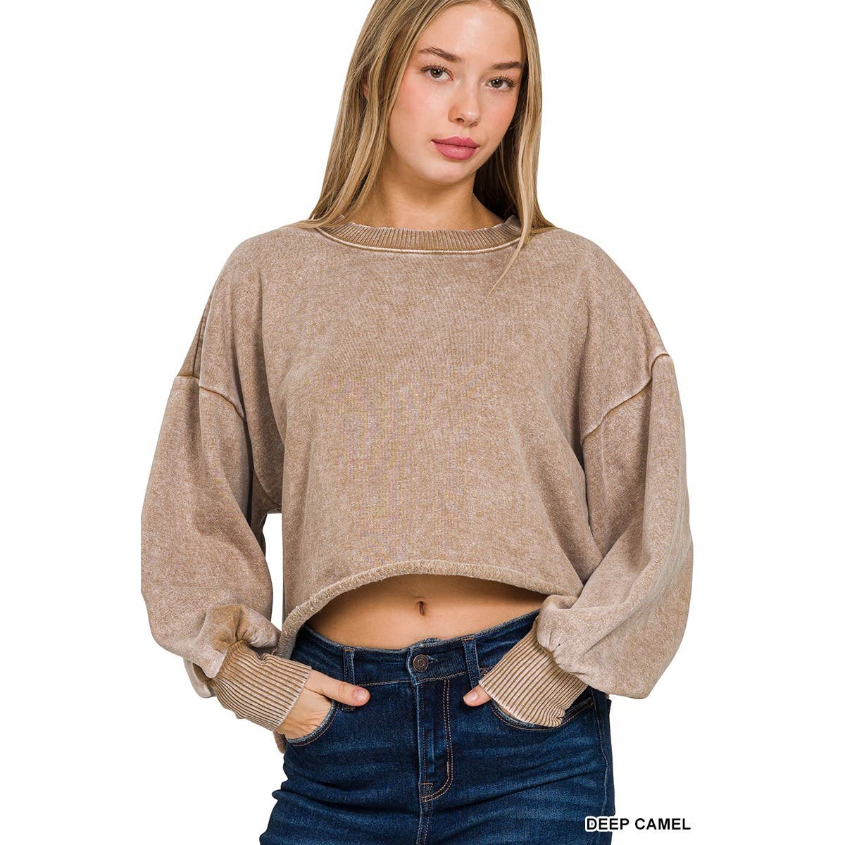 Apolline – Großhandel Sweatshirt – Damen – Apolline Acid-Wash Fleece Cropped Pullover2