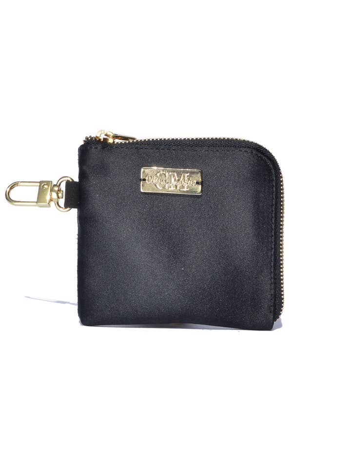 Eksklusiv sort satinkortholder og møntpung af Celina Ma for engroshandel hos Celina Martín