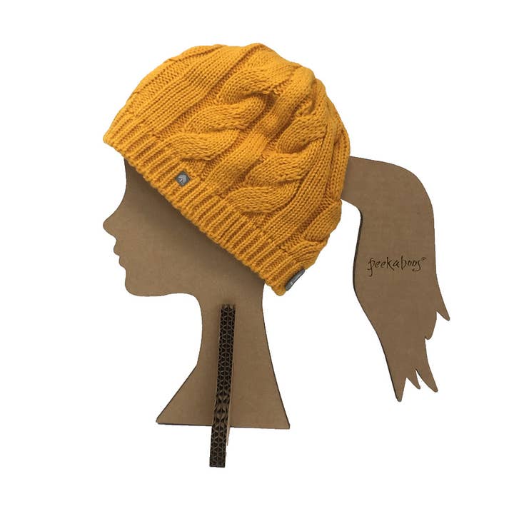 PEEKABOOS® Ponytail Hats - Wholesale Beanie - Women's - PEEKABOOS® 3-IN-1 Harvest Ponytail Hat (gold)