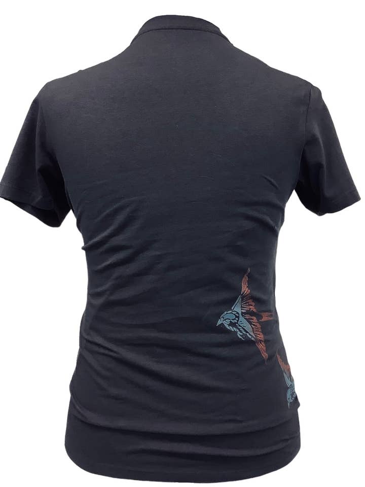 Impromptu Musé - Vendita all'ingrosso Maglietta serigrafata - Donna - T-shirt artistica grafica stampata a mano Navy Swallows3