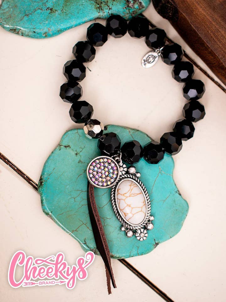 Black Beauty and White Buffalo Stretch Bracelet for wholesale by Cheekys Brand