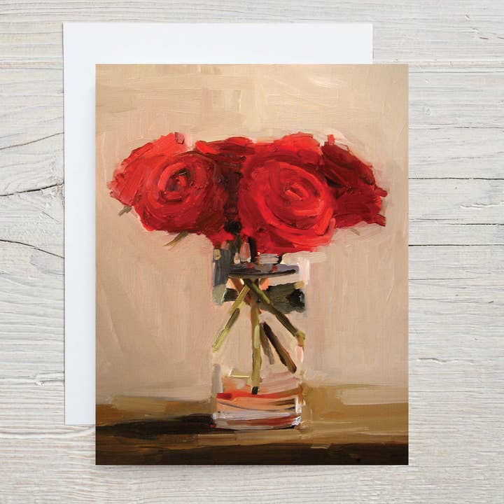 F10 Sue's Roses A2 Note card and Envelope for wholesale by Amy Brnger Art and Paperworks