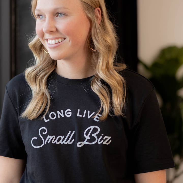 "Long Live Small Biz" Black Tee for wholesale by Pressed