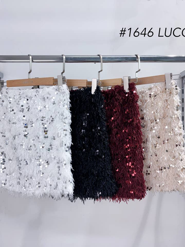 LUCCE - Wholesale Skirt - Women's - Feather and sequin skirt - 16463