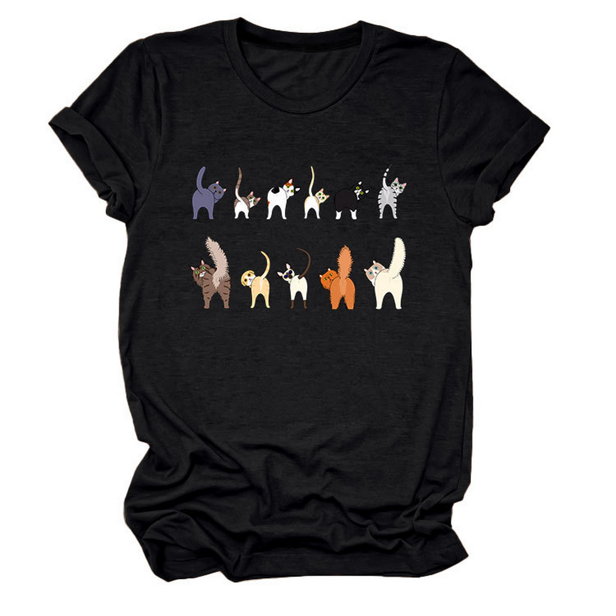 ACCITY - Wholesale T-Shirt (Graphic) - Unisex - Cute Cat Graphic Tee – 11 Cats Turn Around_CWTTS149512