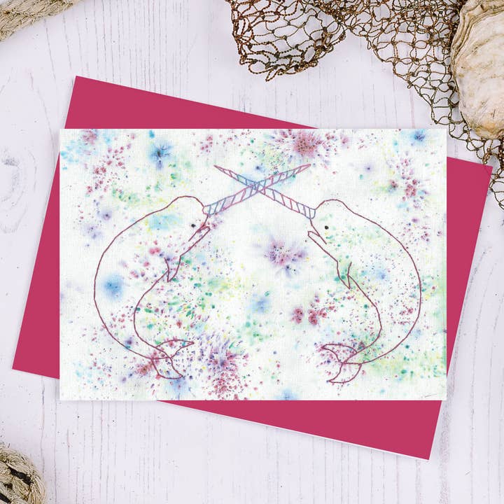 Narwhal Greetings Card for wholesale by NaviStitch
