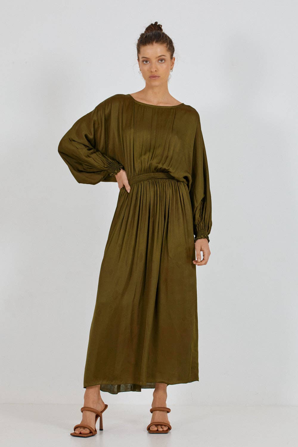 CELONI DRESS -GREEN OLIVE for wholesale on Faire1