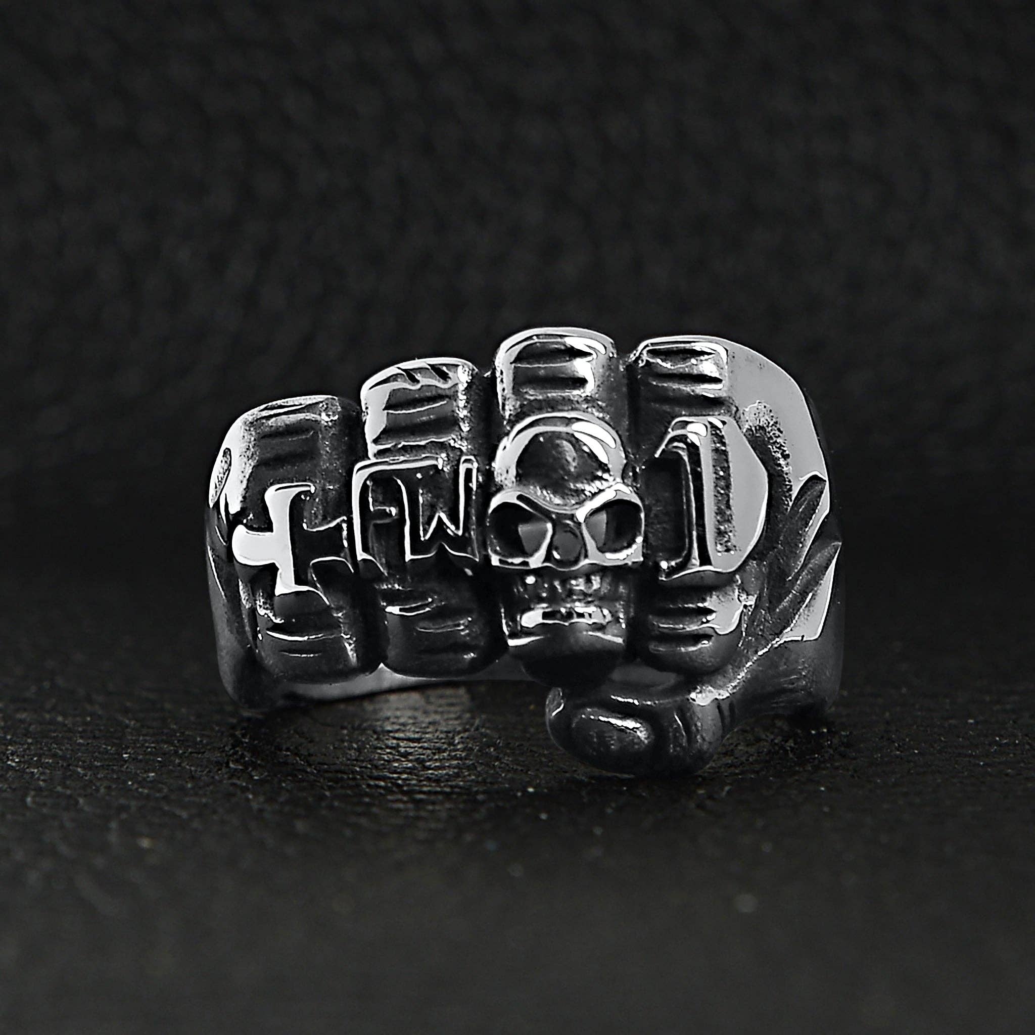 WJW - Wholesale Cocktail/Statement Ring - Stainless Steel Biker Rings Fist Ring3