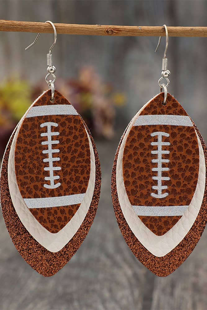 UNISHE - Wholesale Dangle Earrings - American Football Rugby Glitter PU Earrings SP4483