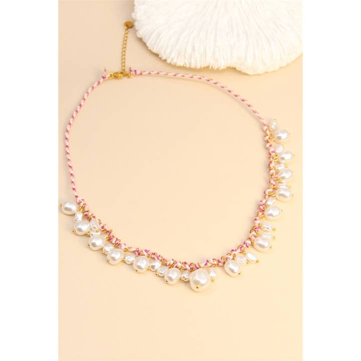 BELLISSIMA BIJOUX - Wholesale Beaded/Pearl Necklace - Elegant Braided Stainless Steel Pearl Necklace9