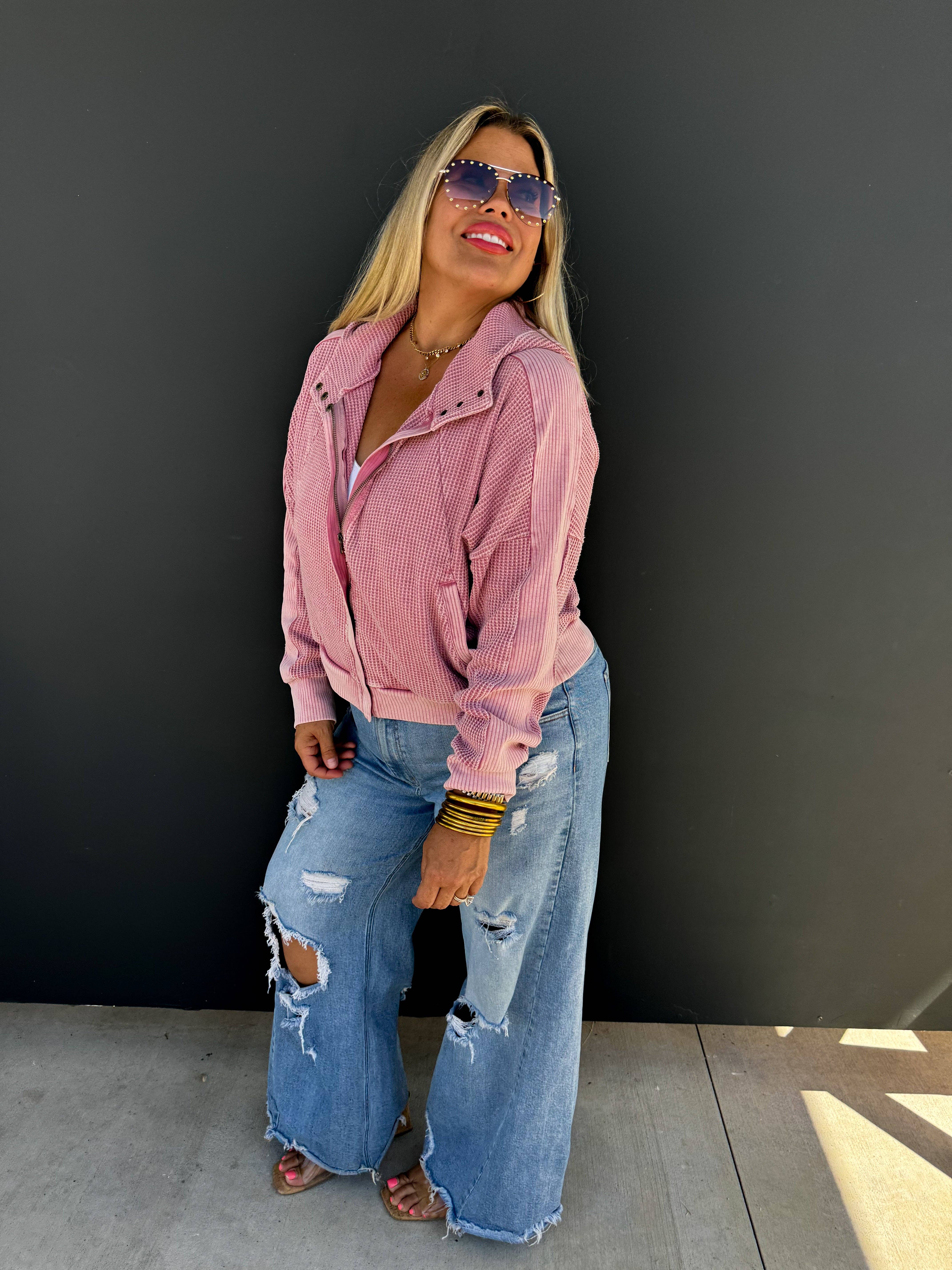 BLAKELEY - Wholesale Hoodie - Women's - MAISIE MINERAL WASH HOODIE JACKET1