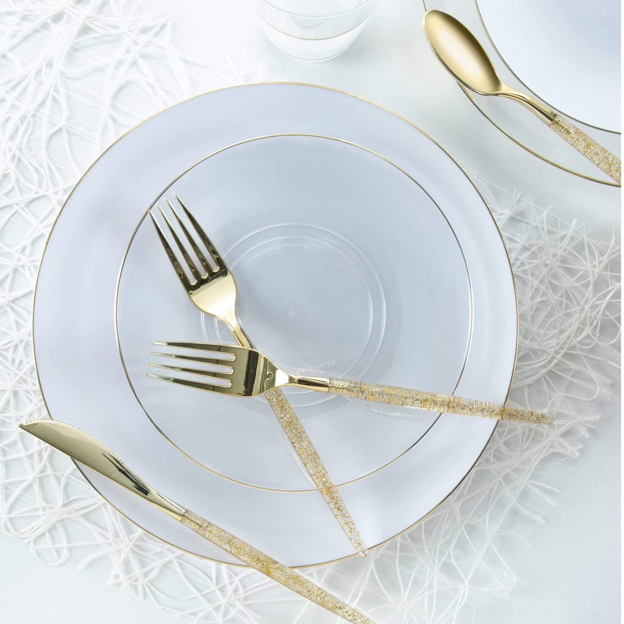 Luxe Party - Wholesale Disposable Plate - Round Clear • Gold Plastic Plates | 10 Pack4