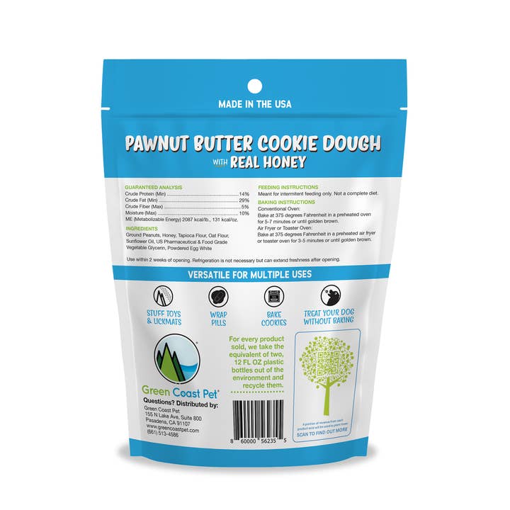 Green Coast Pet - Wholesale Pet treats – Dog - Peanut Butter THE DOUGH with Honey -- A cookie dough treat1