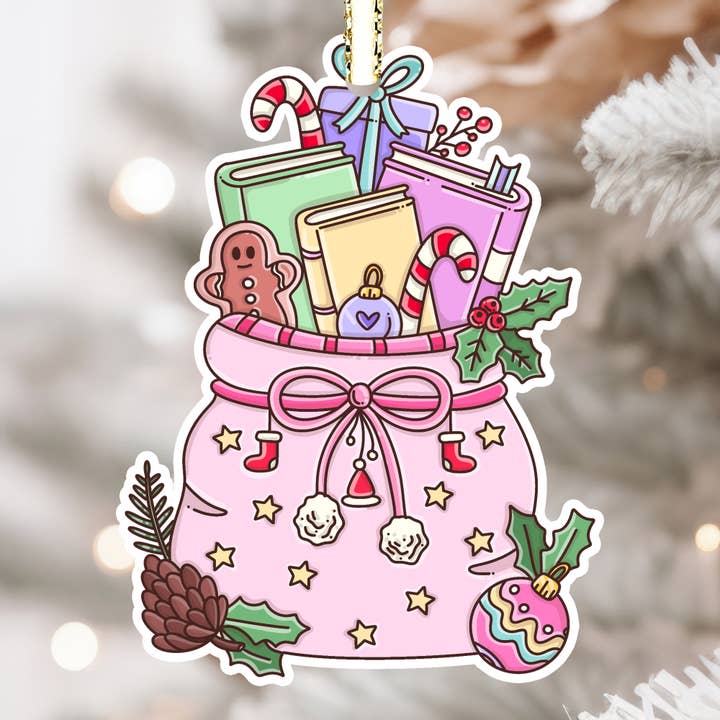 Bookish Ornament, Books Gift Bag Ornament, Book Merch for wholesale by Momenti di Vita