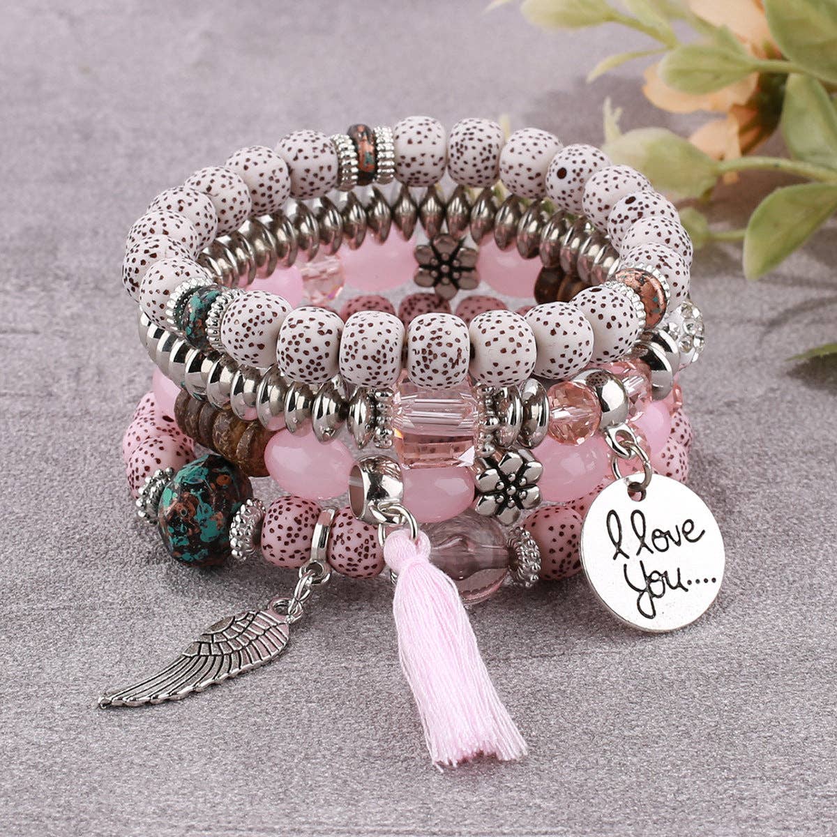 pinkblu02 - Vente Bracelet de perles - Bracelet Bohème Multi-Couches en Perles de Bois60