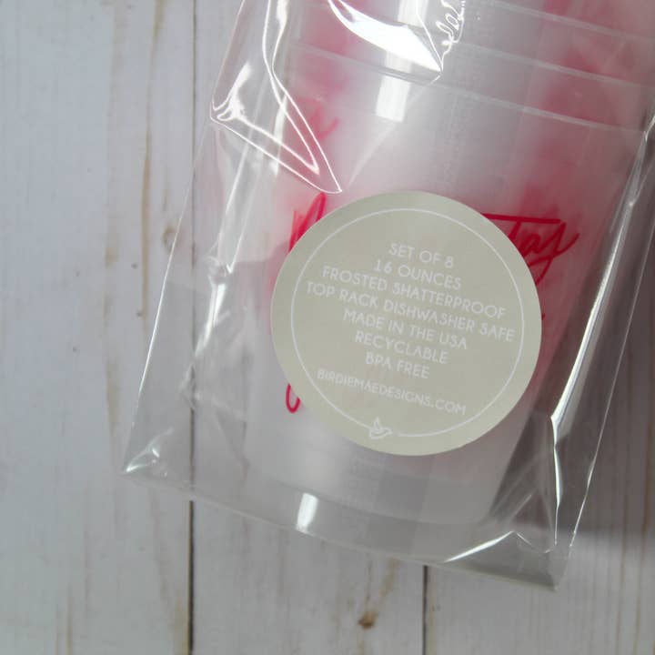 Birdie Mae Designs - Wholesale Disposable Cup - Margaritas with my Señoritas | Frosted Acrylic 16oz Set of 86