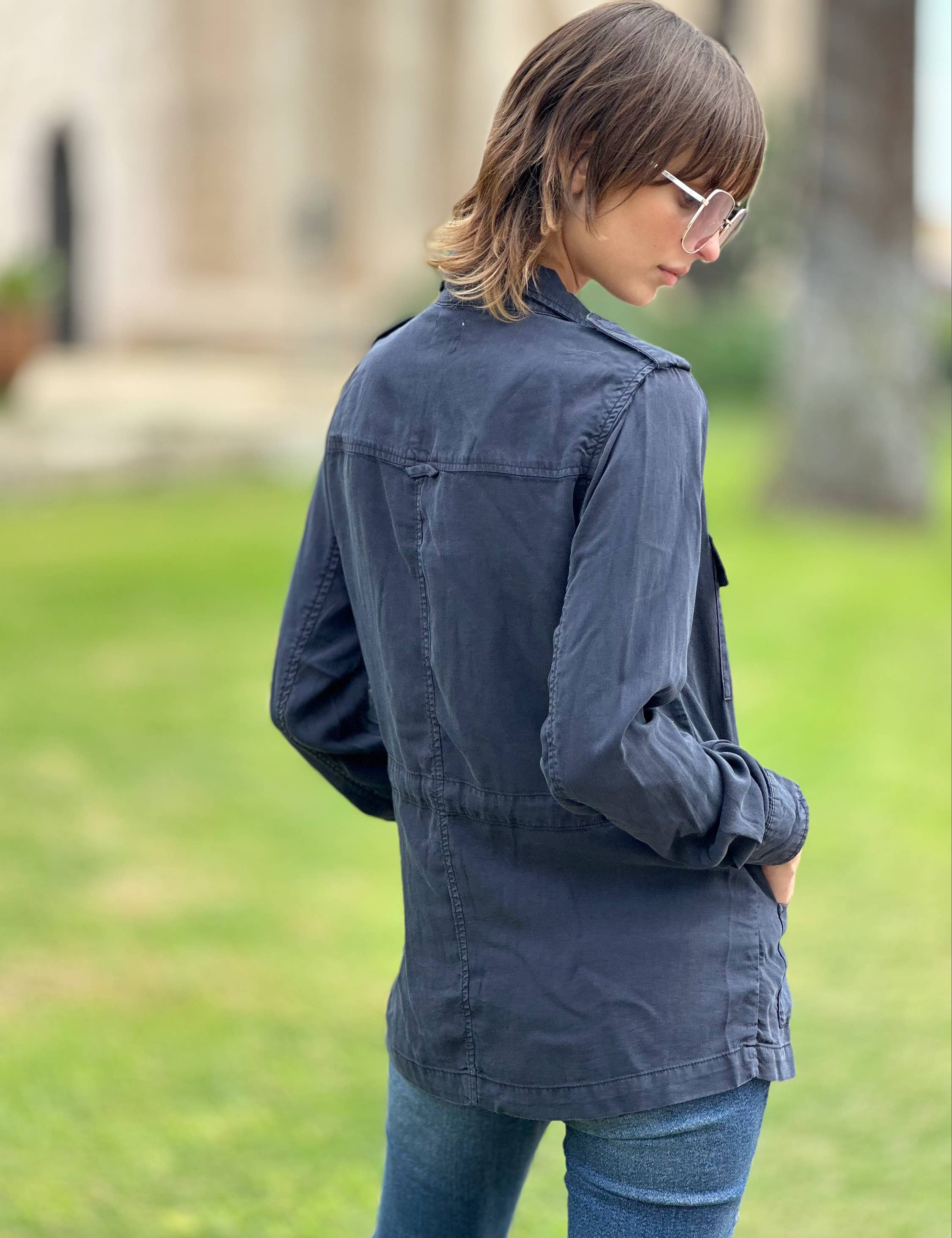 Azul Preto Casaco Swing para venda a revendedores na Faire3