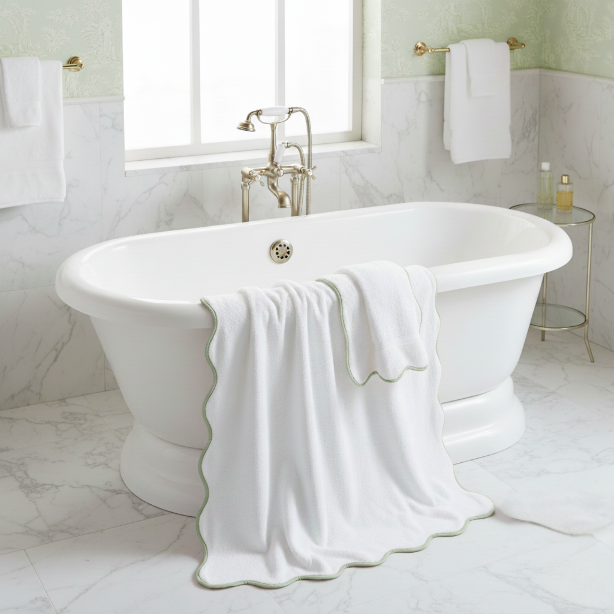 Lotus Linen – wholesale Badrumsmatta – Lyxig badrumsmatta i bomull med kammusselkanter105