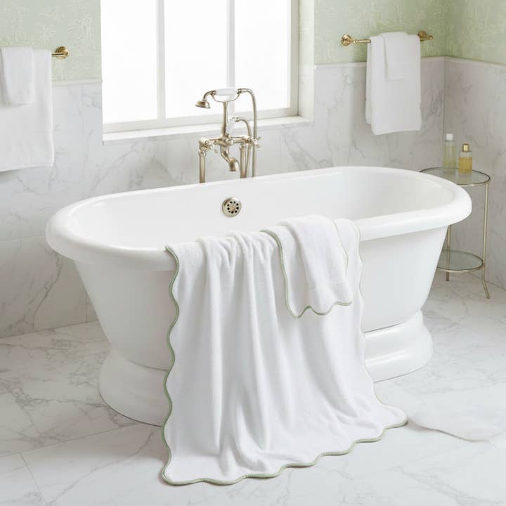 Lotus Linen - Vente Tapis de bain - Tapis de bain en coton avec bordure festonnée de luxe105