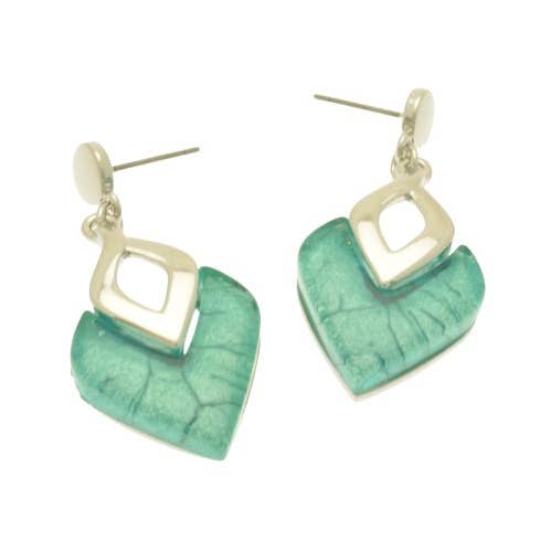 Mint Green Diamond Resin Earrings for wholesale by Miss Milly Limited