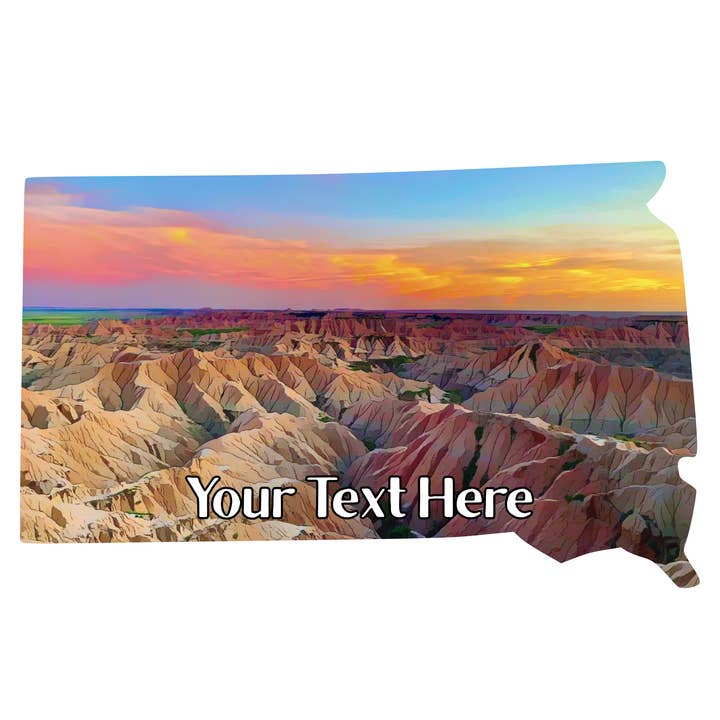 South Dakota Custom Name Drop Vinyl badlands Sticker for wholesale by Wilderness Adventures