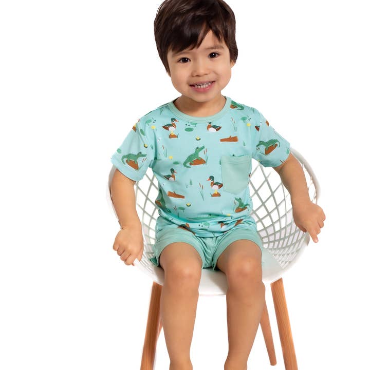 Pearls & Pelicans - Wholesale Top & Short Set - Kids - Bayou Buddies Pocket Shirt & Shorts0