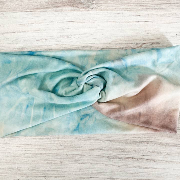 Blue and Purple Tie Dye Twist Headband for wholesale by Macie & Me