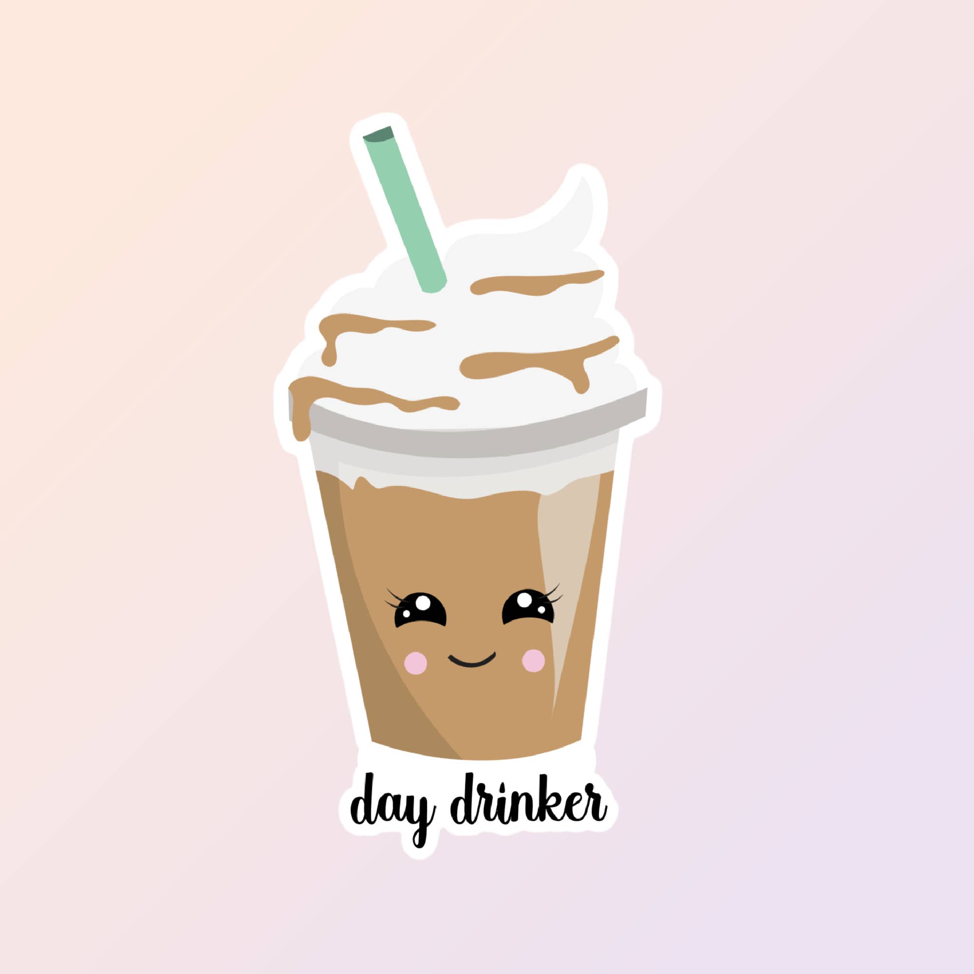 Sorry Not Sorry Co - Vente Autocollant - Autocollant de café Day Drinker, autocollant de café glacé