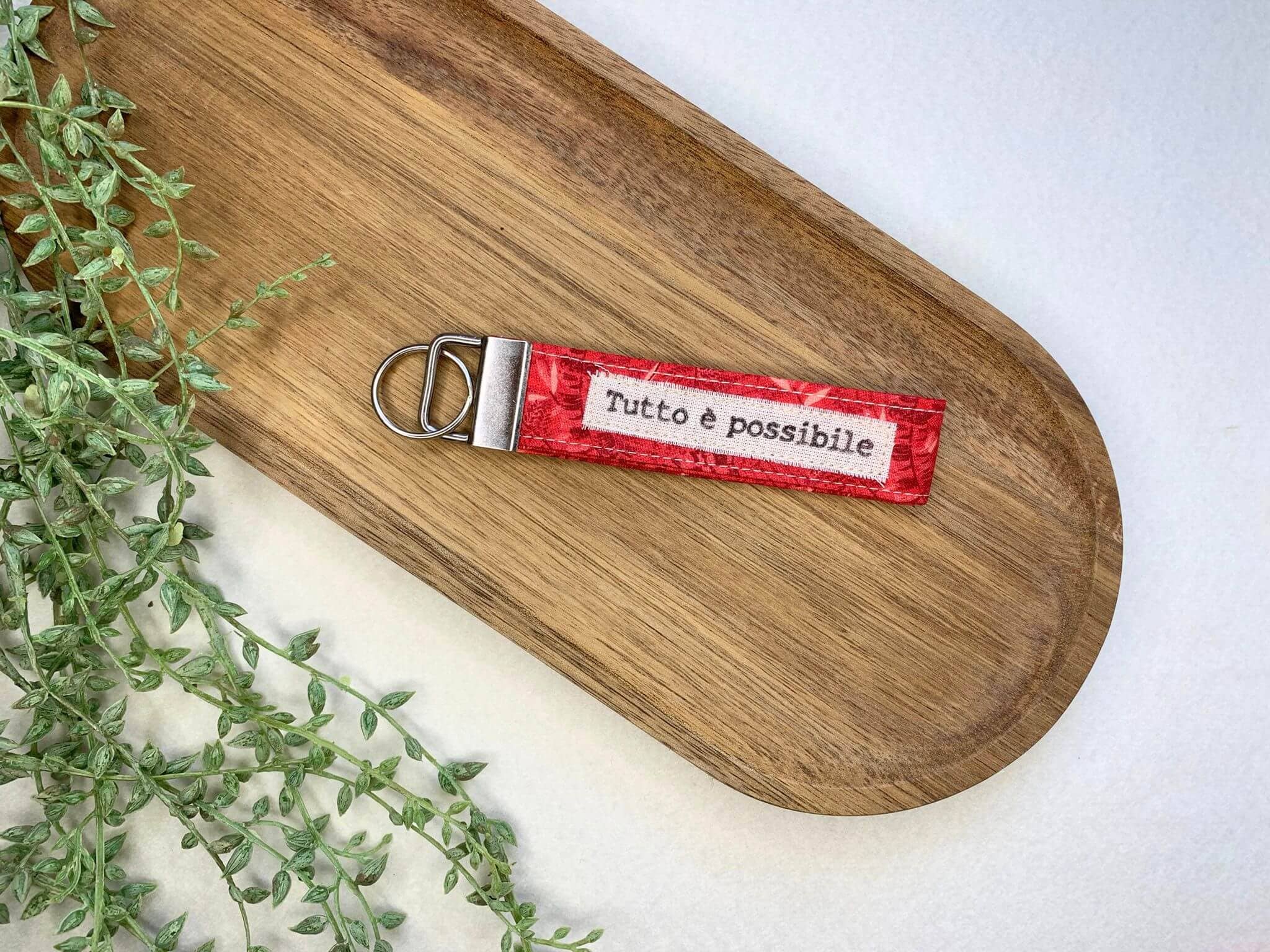 Cuore di Stoffa - Vente Porte-clés – unisexe - Porte-clés rouge fait main « Tout est possible »