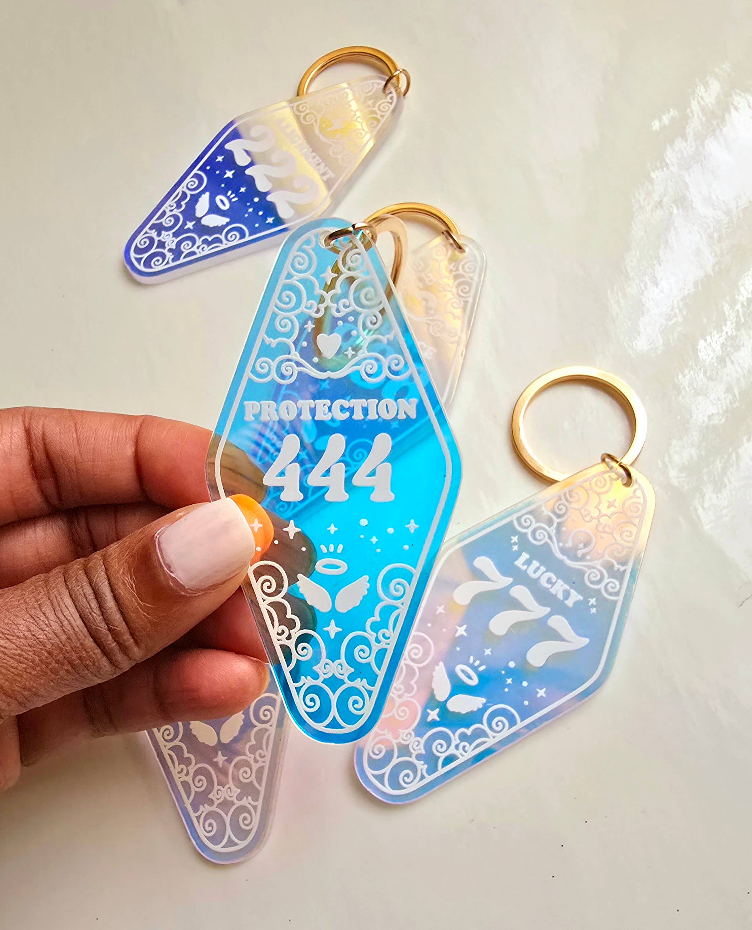 House of HIJK - Wholesale Keychain - Women's - Angel Number Iridescent Motel Keychain2