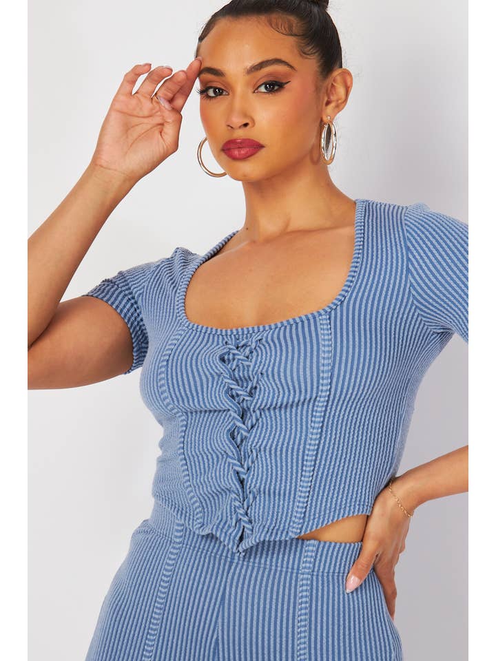 Boswell - Wholesale Top & Pant Set (NOT Loungewear) - Women's - LACE UP DETAIL TOP AND PANTS SET3