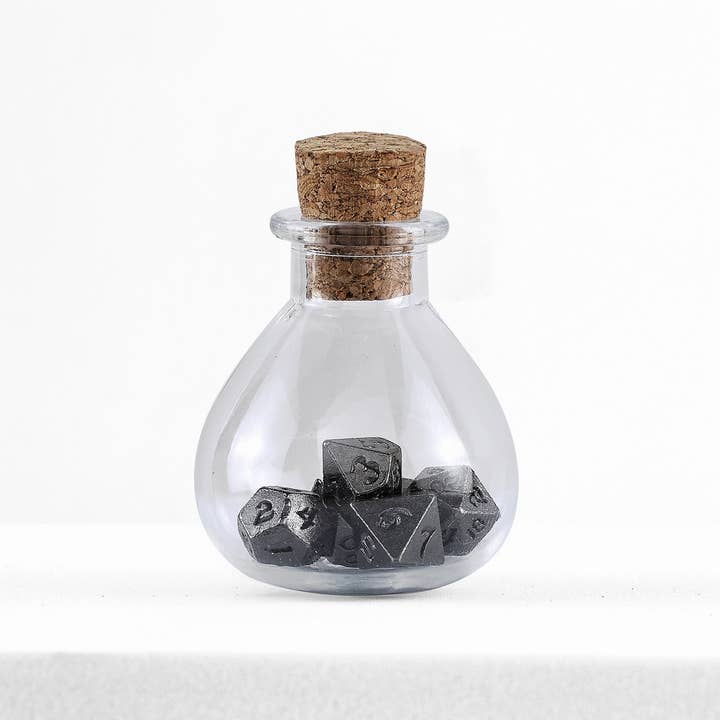 Hymgho Premium Dice - Wholesale Dice - Unseelie Mini Metal RPG Dice Set - Gunmetal