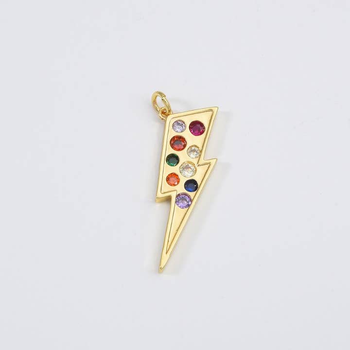 Gold Filled Dainty Lightning Charm CZ Micro Pave, CP1364 for wholesale by Beads Creation
