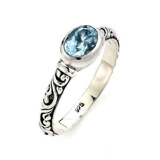 SS Oval Blå Topas Ring för wholesale av Eli Pebble