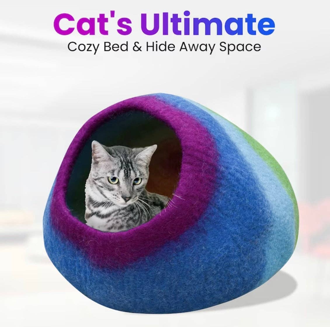 Lungta Imports – casota - Gato e cão por atacado – Caverna de Gato em Feltro Arco-Íris KayJayStyles / Cama para Gato / Casa Quente para Gato / Casulo de Gato em Lã Natural Ecológica - Ótimo Presente para Gatos5