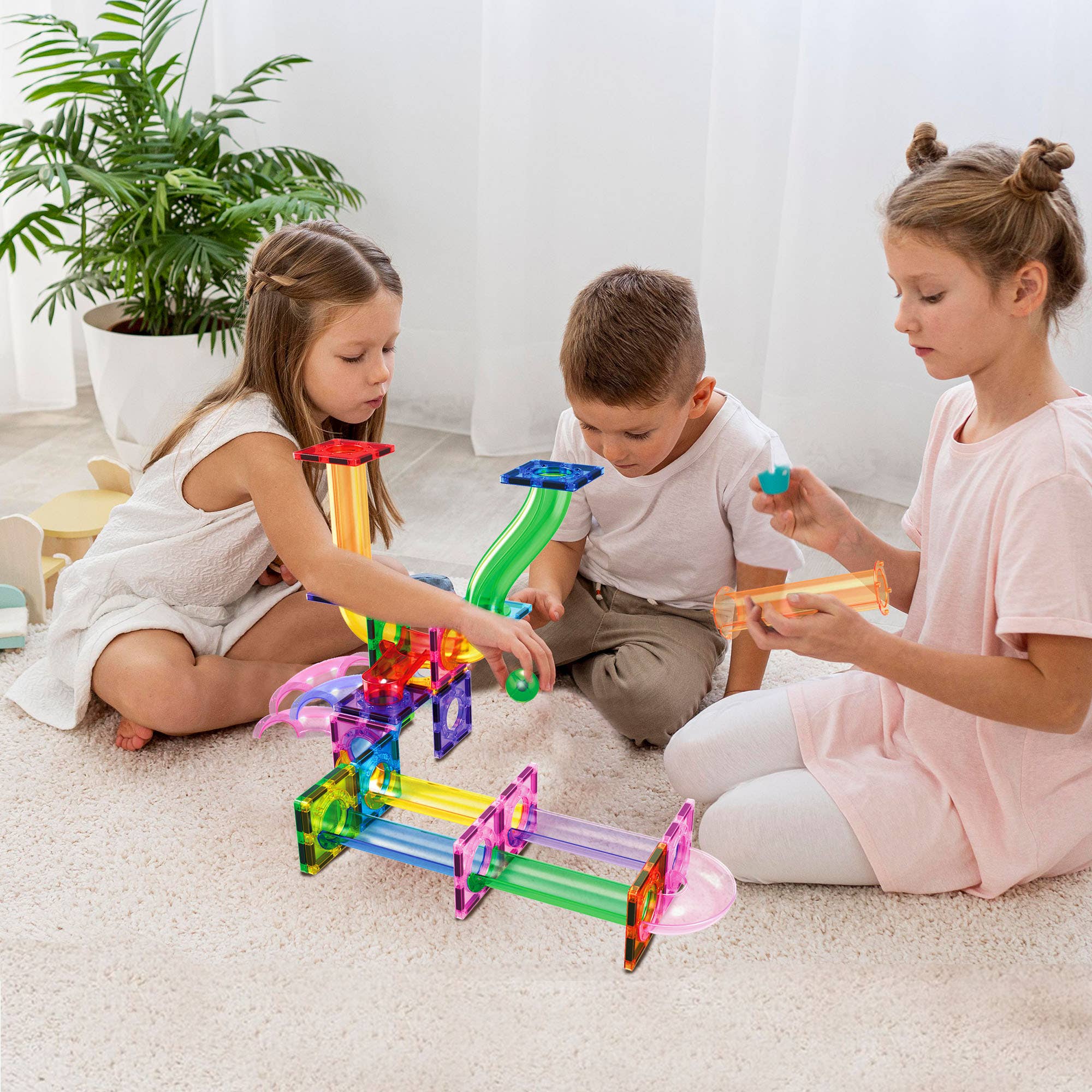 PicassoTiles - Wholesale Building Set - Kids - PicassoTiles 40pc Magnetic Marble Run Building Set1