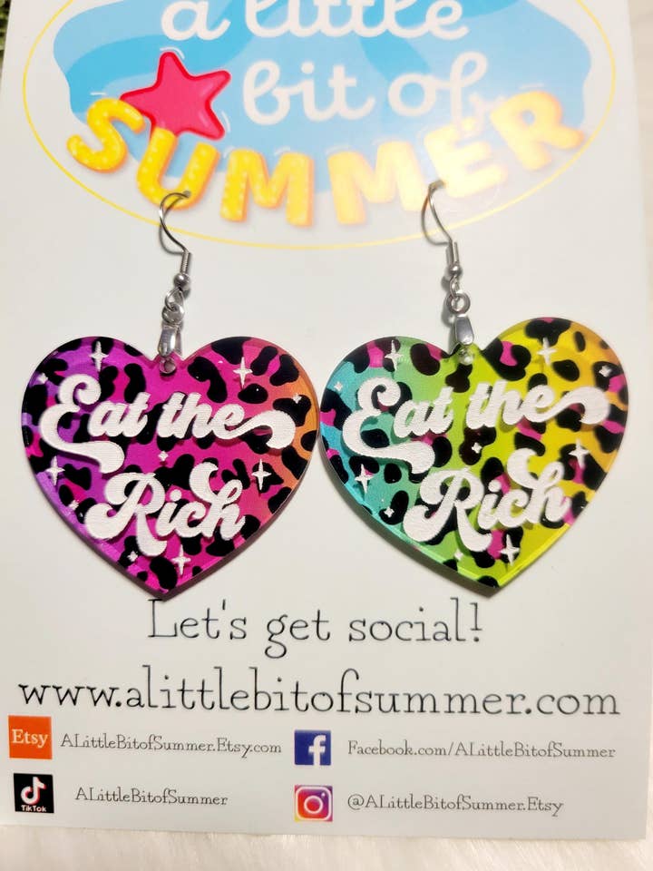 Eat the Rich Bold Statement Earrings, Smash the Patriarchy for wholesale by A Little Bit of Summer LLC