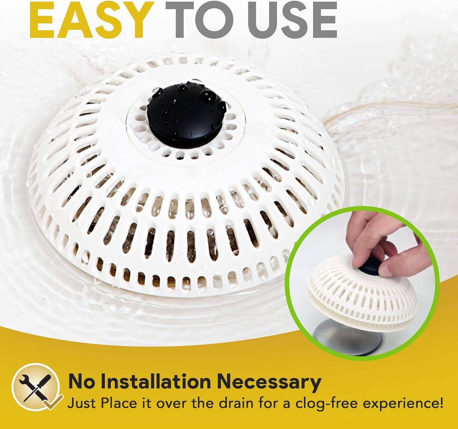 TubShroom - Wholesale Sink Strainer/Stopper - ShowerShroom Stealth Shower Hair Drain Catcher - Hair Stopper for Shower Drain, Bathtub, and Bathroom Sink4