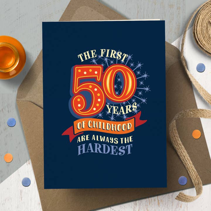 GA3 Funny 50 års fødselsdagskort, 50 Barndomsår for engroshandel hos The Typecast Gallery