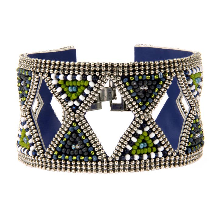 Erik & Mike - Venta al por mayor Brazalete - Pulsera de reloj de arena con cuentas de semillas en azul redondo