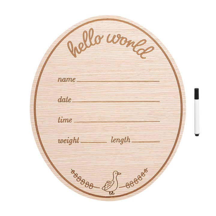 Hello Baby Wooden Birth Announcement, Goose Theme for wholesale by Kate & Milo