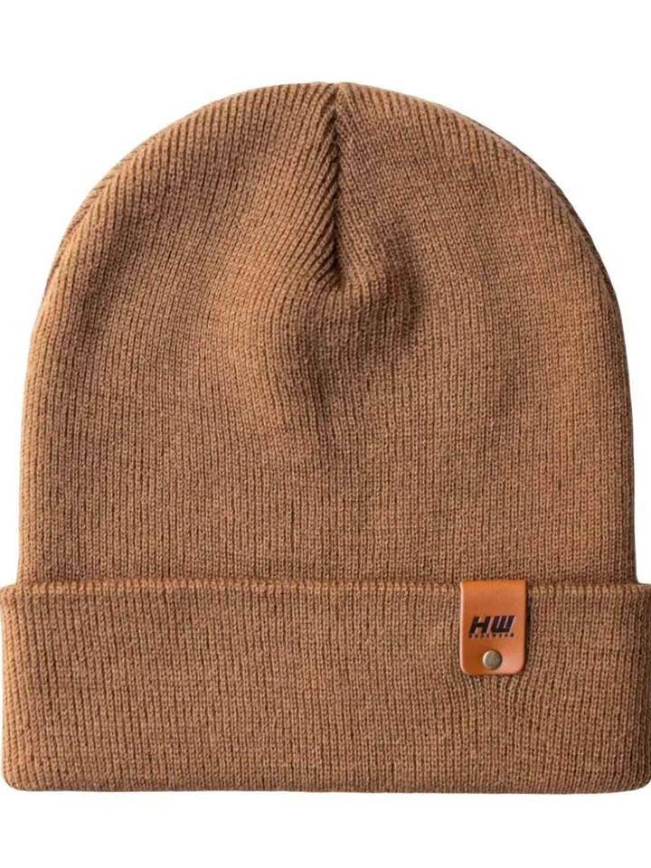 HAAKWEAR Traditional Camel Brown Beanie | Classic Cuffed Knit Hat | Made in USA for wholesale by HAAKWEAR Beanies